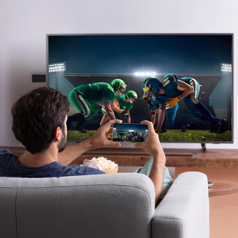 Flixy interface showing channel selection on TV