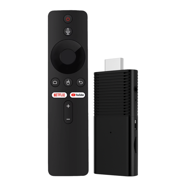 Flixy streaming stick plugged into HDMI port